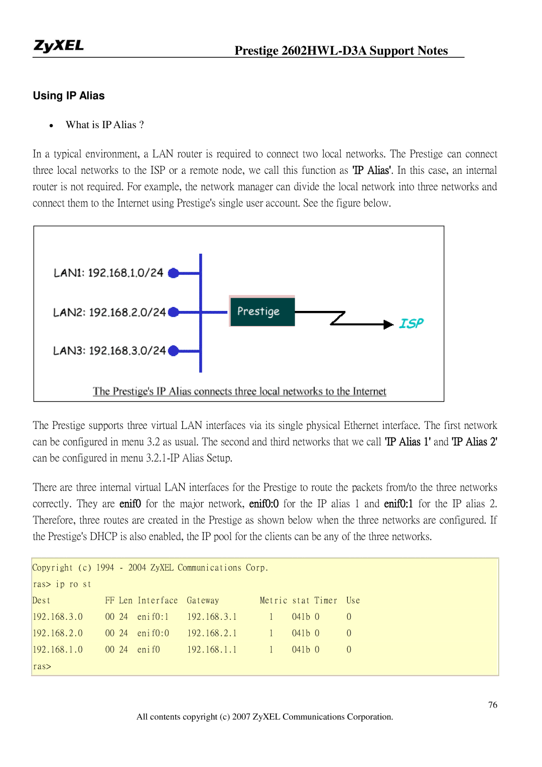 ZyXEL Communications 2602HWL-D3A manual Using IP Alias, ∙ What is IP Alias ? 