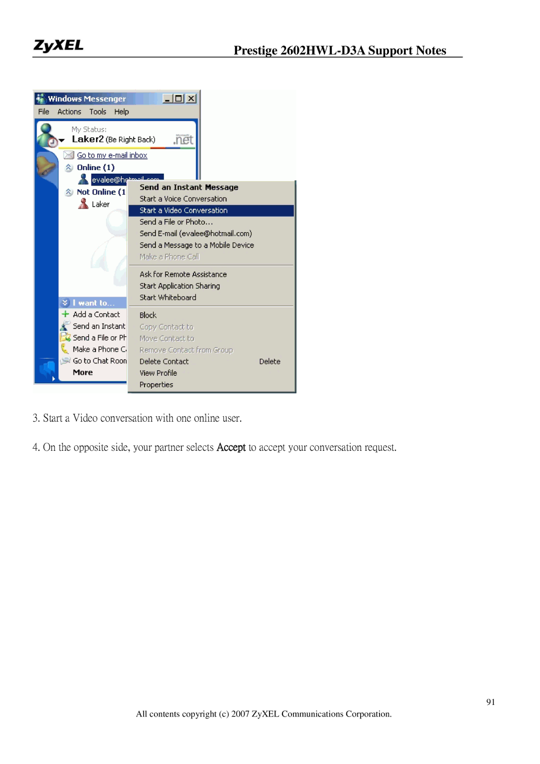 ZyXEL Communications manual Prestige 2602HWL-D3A Support Notes 