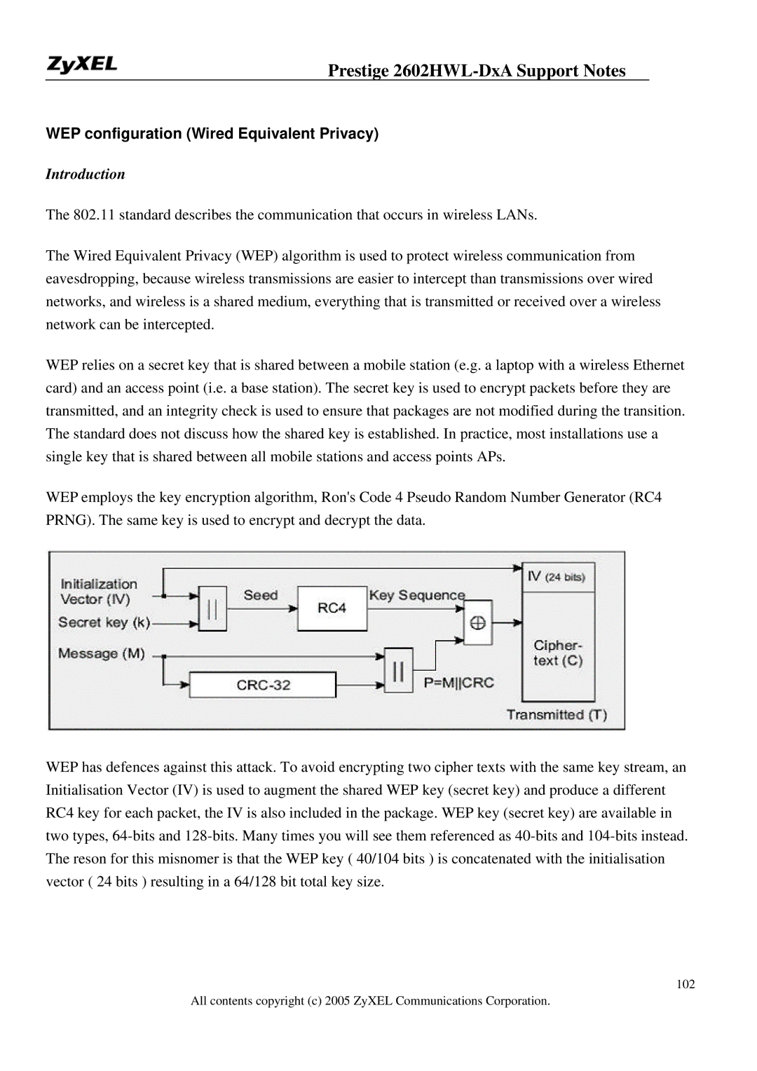 ZyXEL Communications 2602HWL-DXA manual WEP configuration Wired Equivalent Privacy, Introduction 