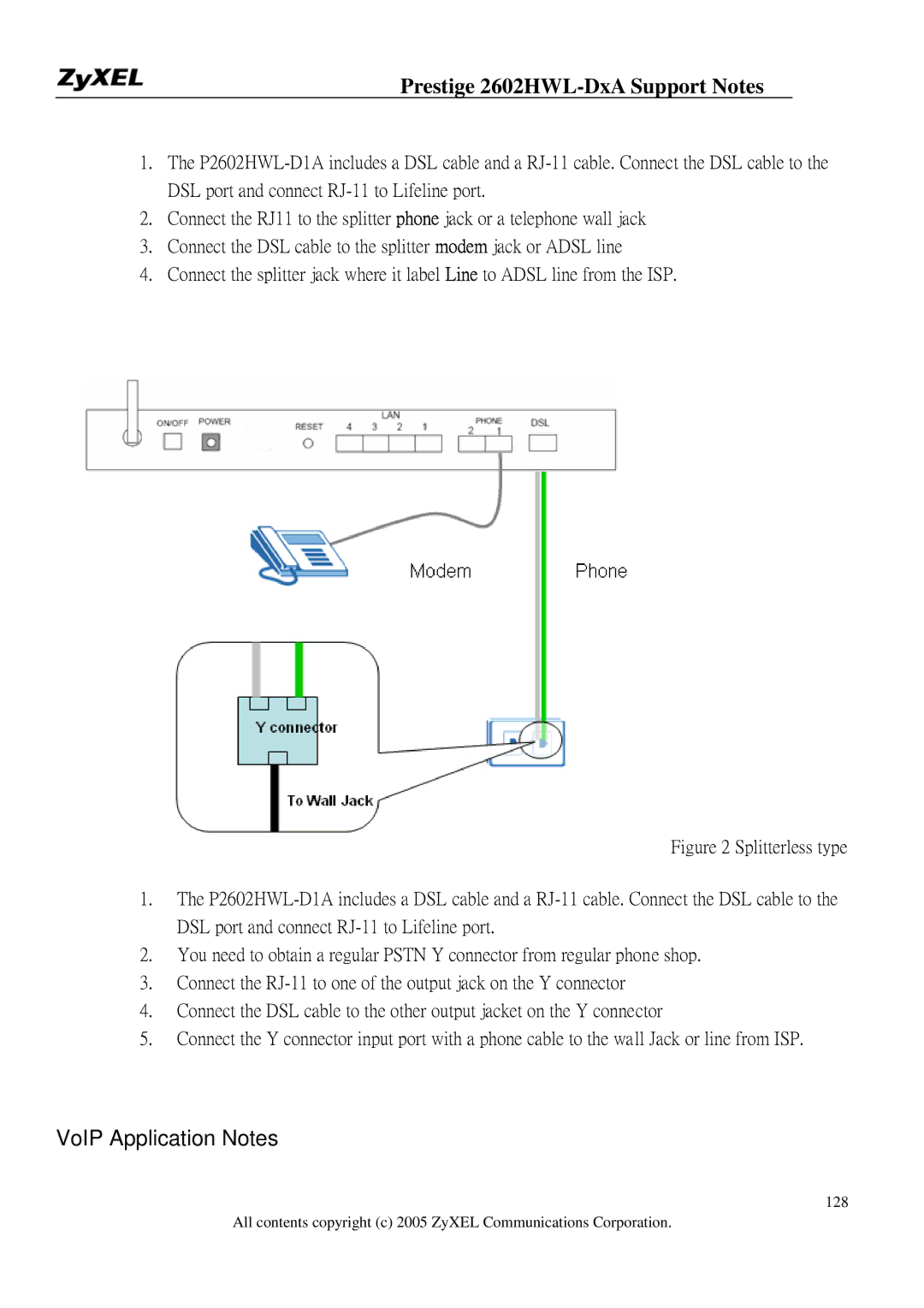 ZyXEL Communications 2602HWL-DXA manual VoIP Application Notes 