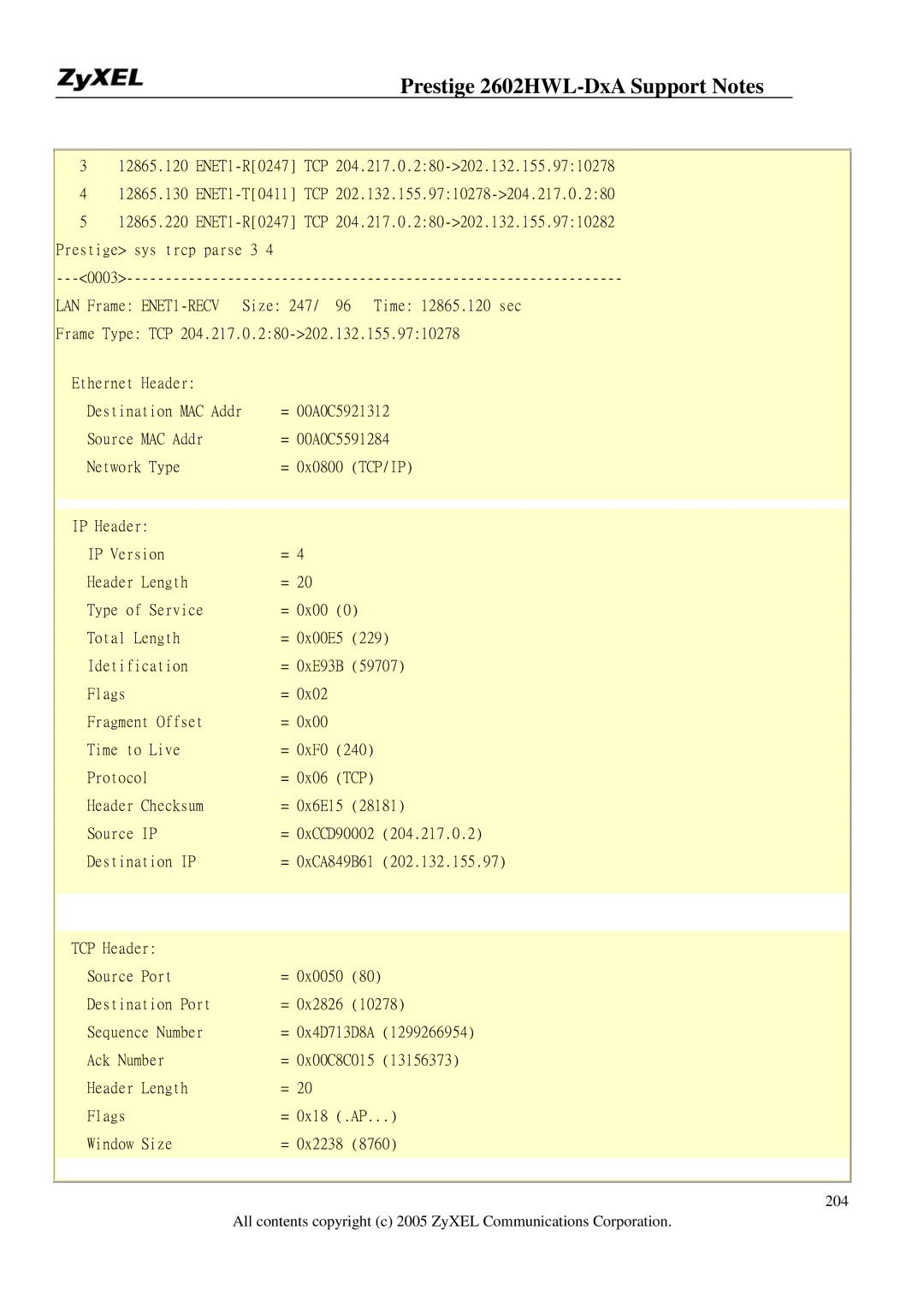 ZyXEL Communications 2602HWL-DXA manual Size 247/ 96 Time 12865.120 sec 