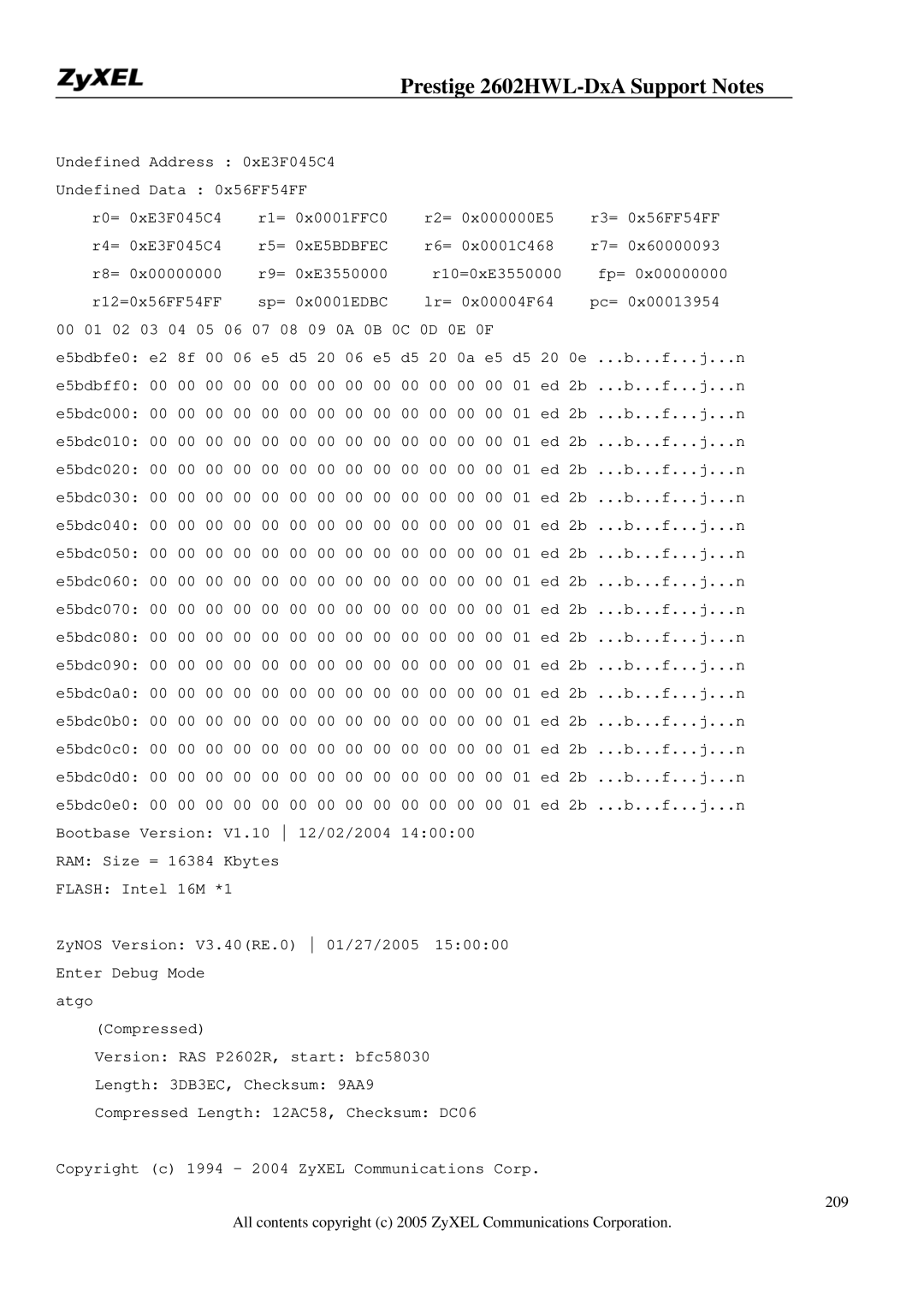 ZyXEL Communications 2602HWL-DXA manual Prestige 2602HWL-DxA Support Notes 