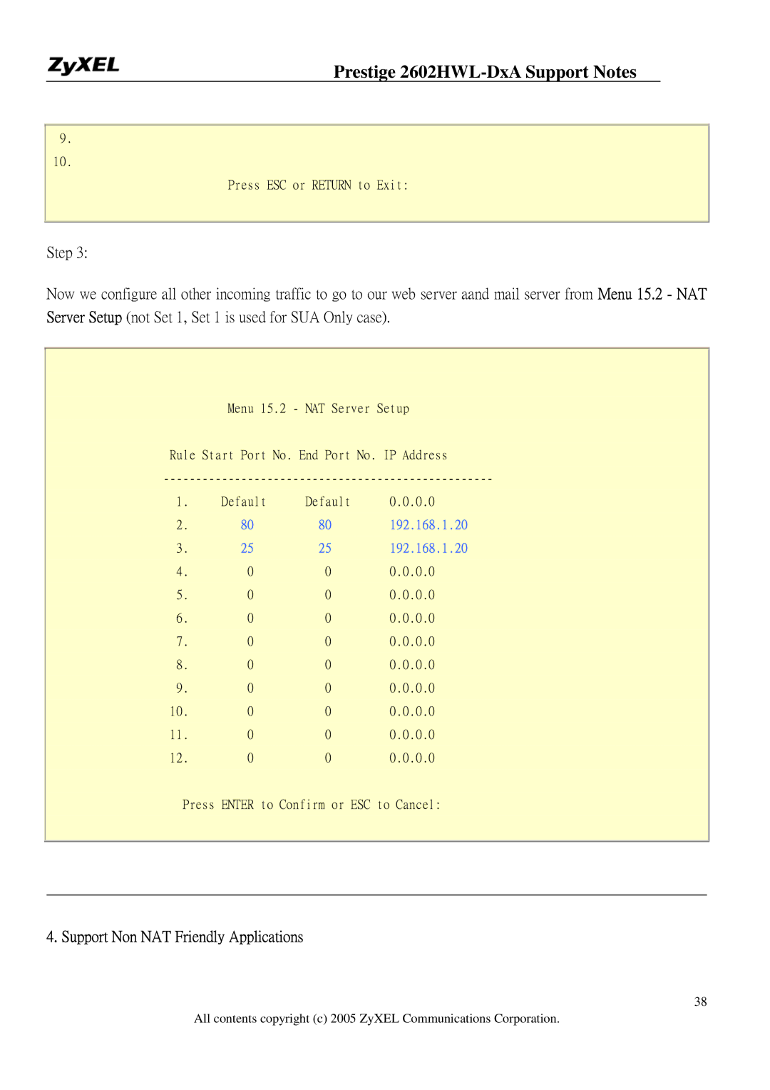 ZyXEL Communications 2602HWL-DXA manual Support Non NAT Friendly Applications 