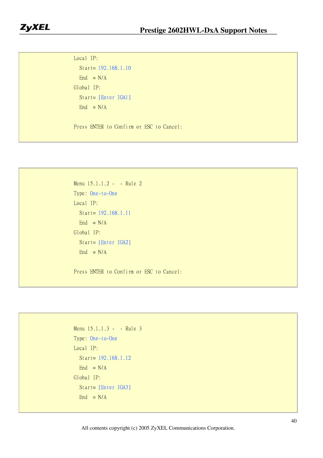 ZyXEL Communications 2602HWL-DXA manual 192.168.1.10 