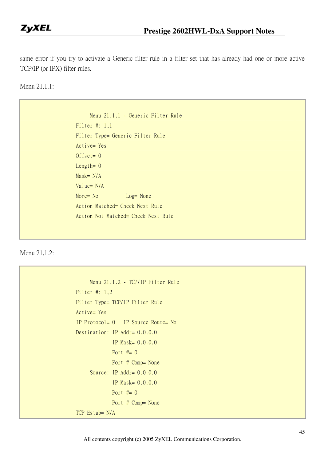 ZyXEL Communications 2602HWL-DXA manual Menu 