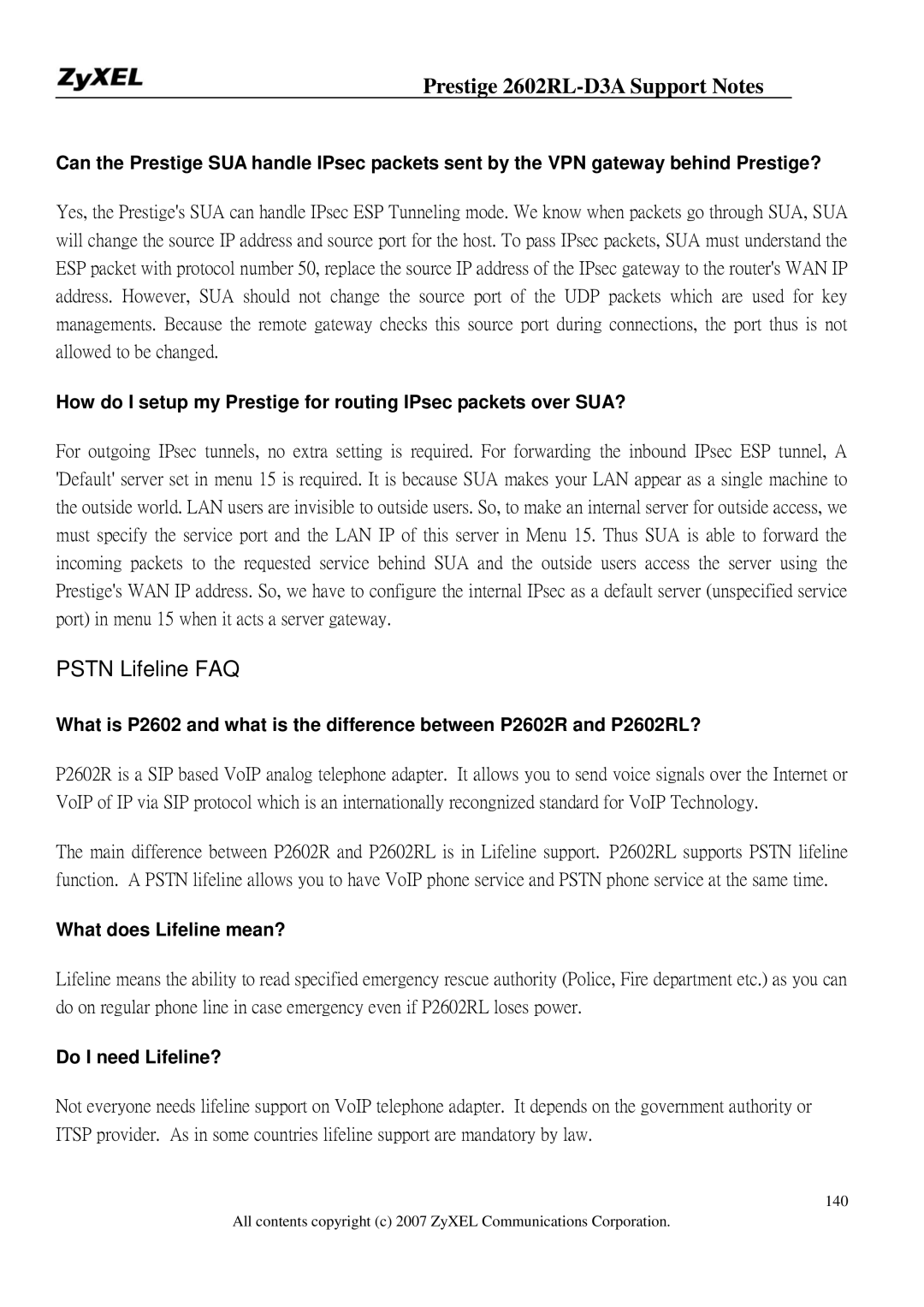 ZyXEL Communications 2602RL-D3A manual What does Lifeline mean?, Do I need Lifeline? 