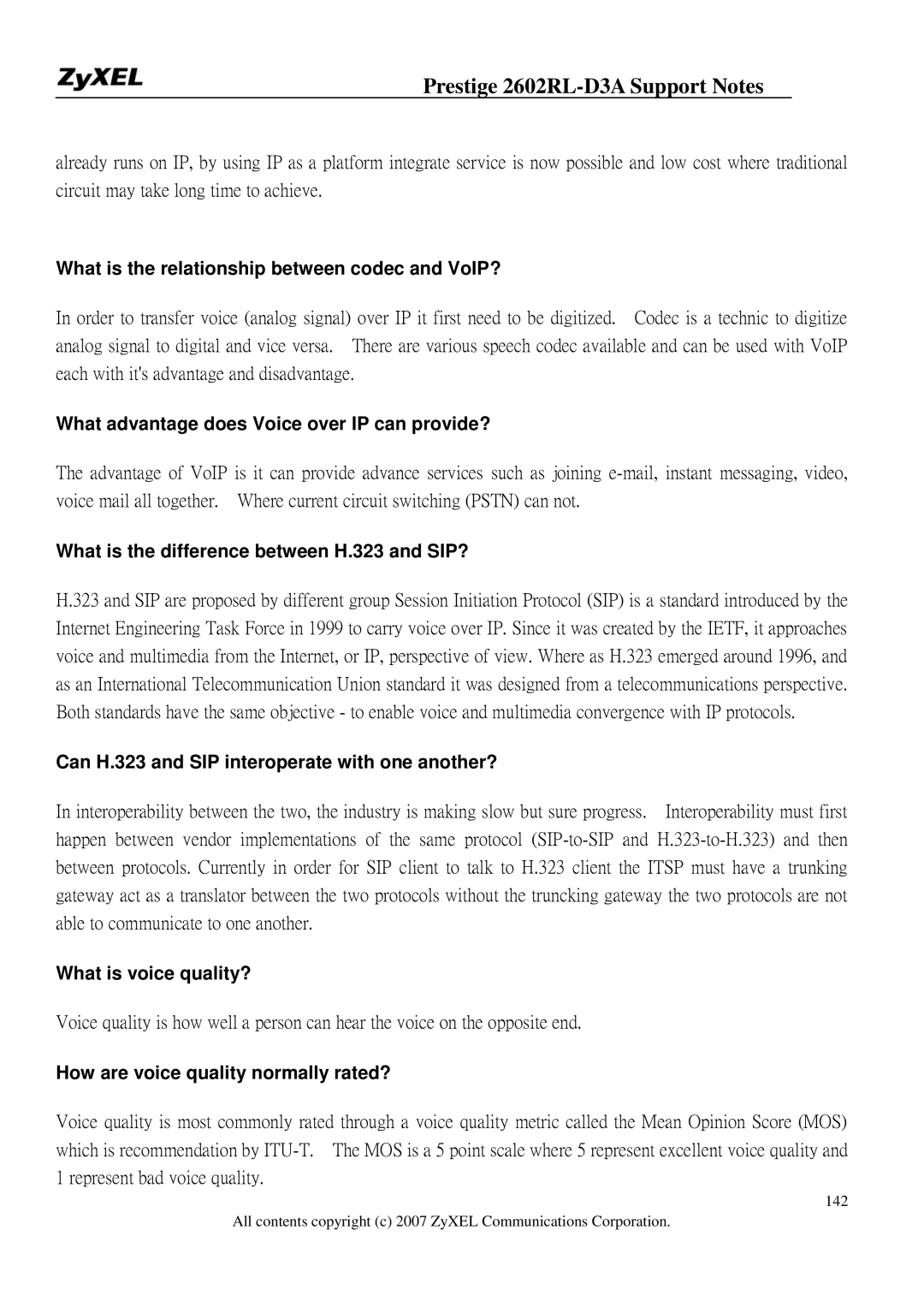 ZyXEL Communications 2602RL-D3A manual What is the relationship between codec and VoIP?, What is voice quality? 