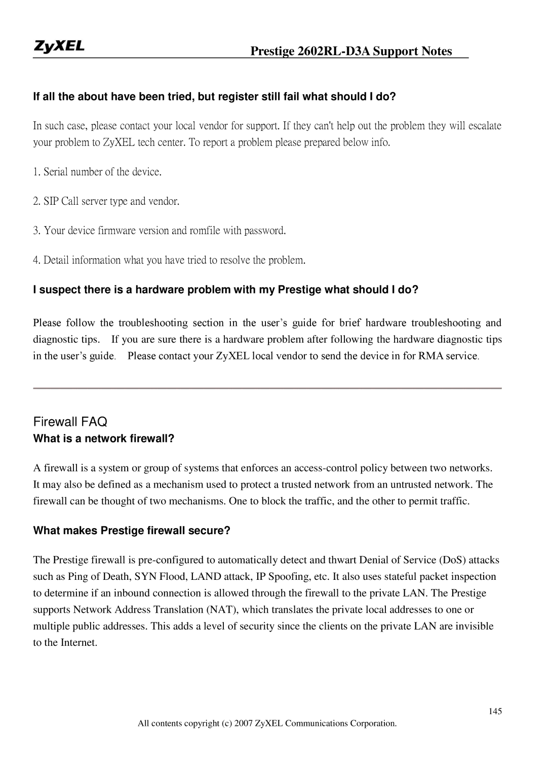 ZyXEL Communications 2602RL-D3A manual What is a network firewall?, What makes Prestige firewall secure? 