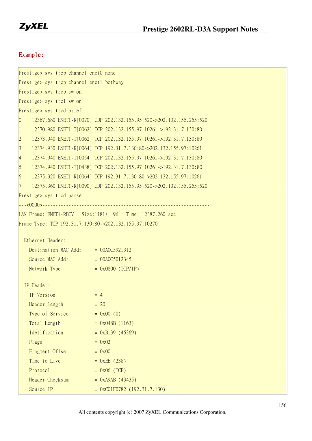 ZyXEL Communications 2602RL-D3A manual Protocol 