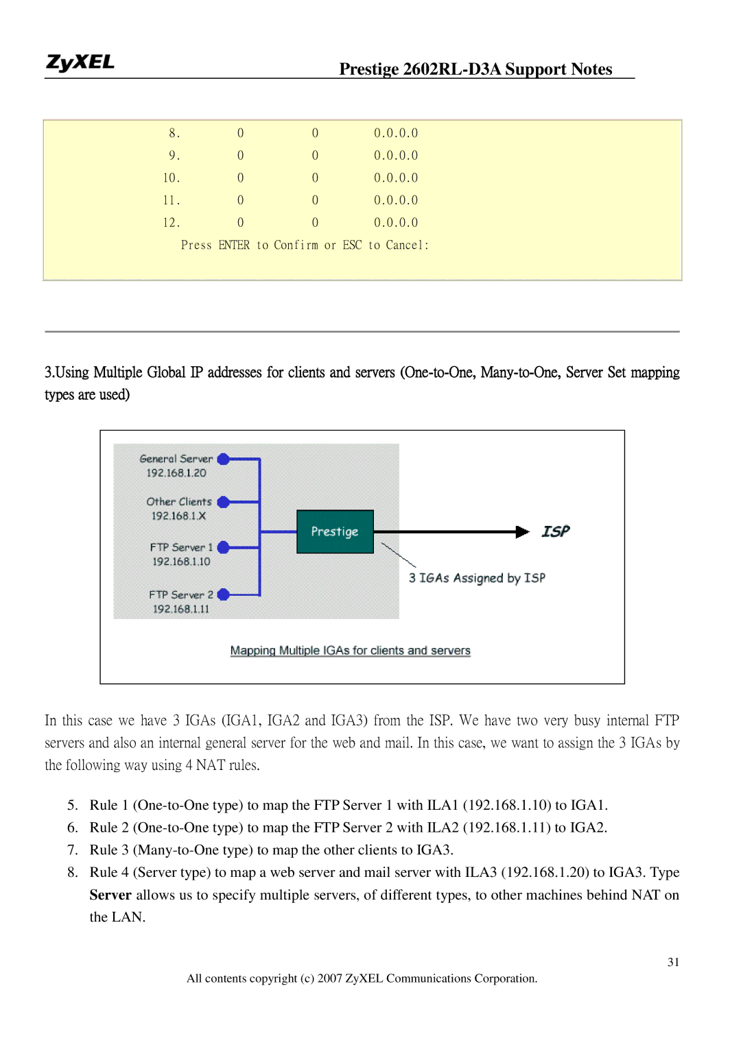 ZyXEL Communications 2602RL-D3A manual Types are used 