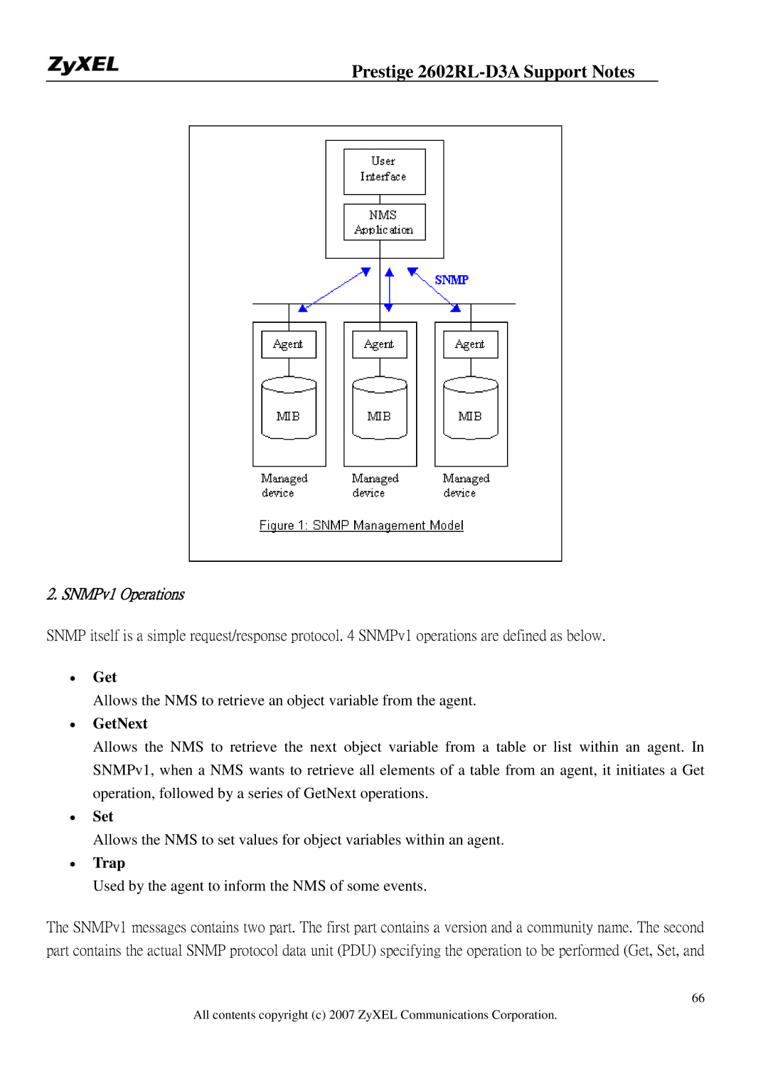 ZyXEL Communications 2602RL-D3A manual ∙ GetNext, ∙ Set, ∙ Trap 