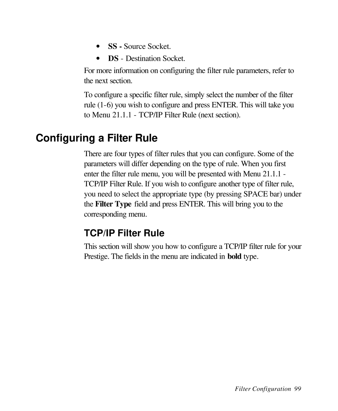 ZyXEL Communications 28641 user manual Configuring a Filter Rule, TCP/IP Filter Rule 