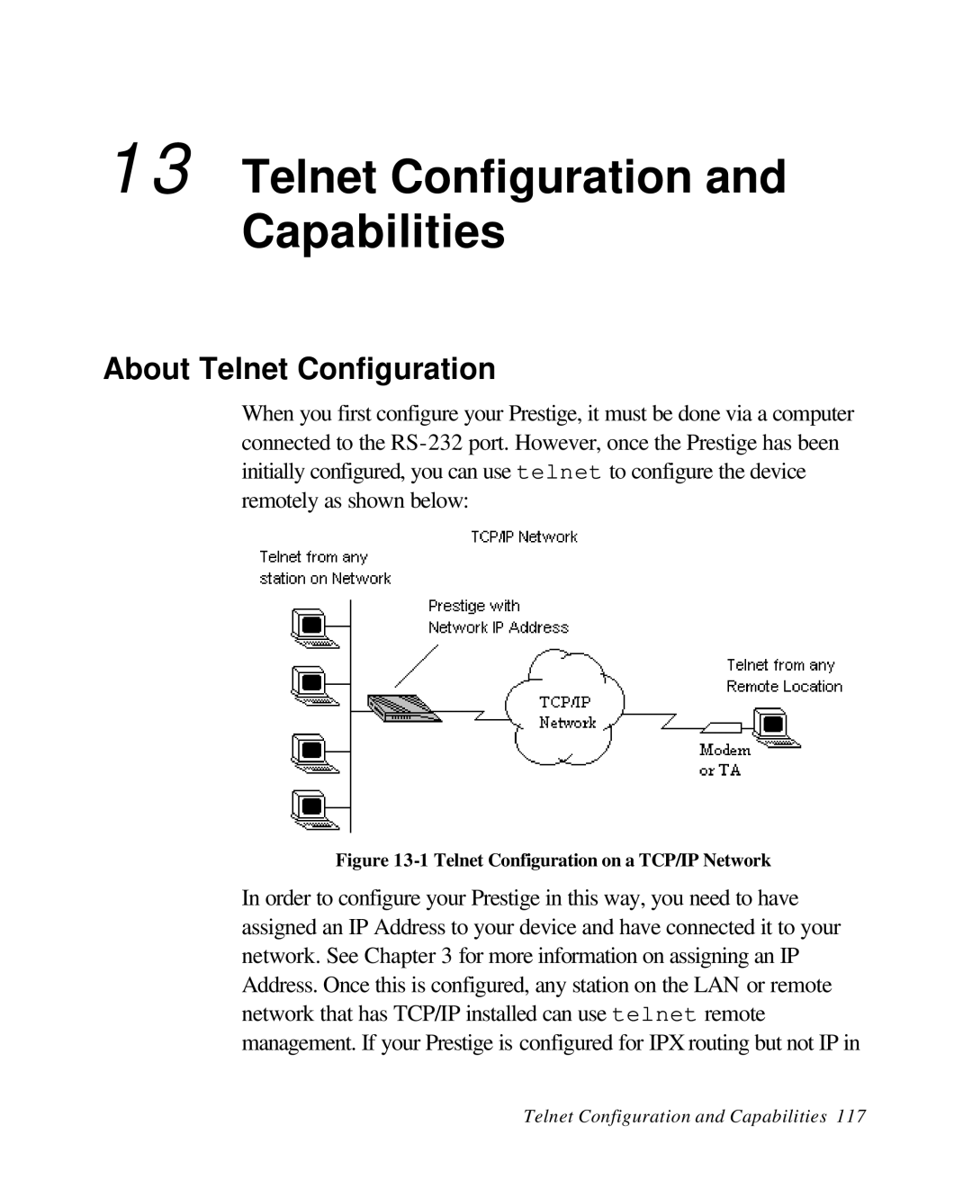 ZyXEL Communications 28641 user manual Telnet Configuration and Capabilities, About Telnet Configuration 