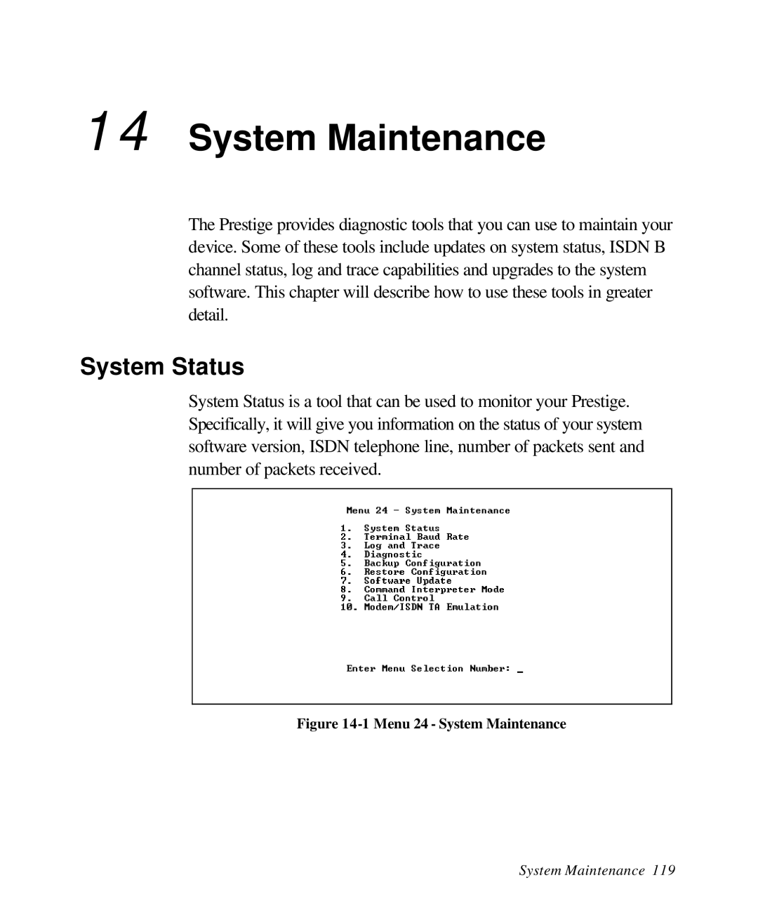 ZyXEL Communications 28641 user manual System Maintenance, System Status 