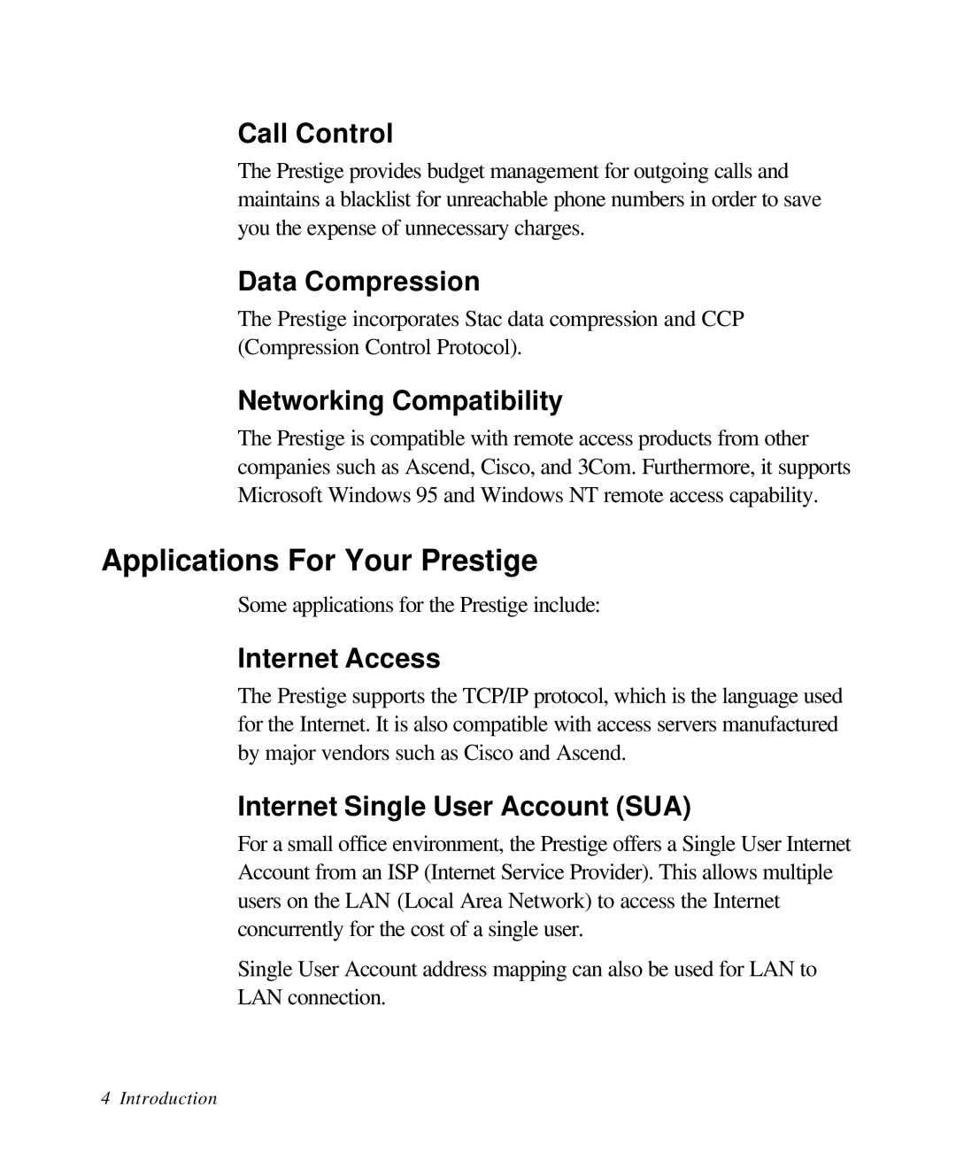 ZyXEL Communications 28641 user manual Applications For Your Prestige 