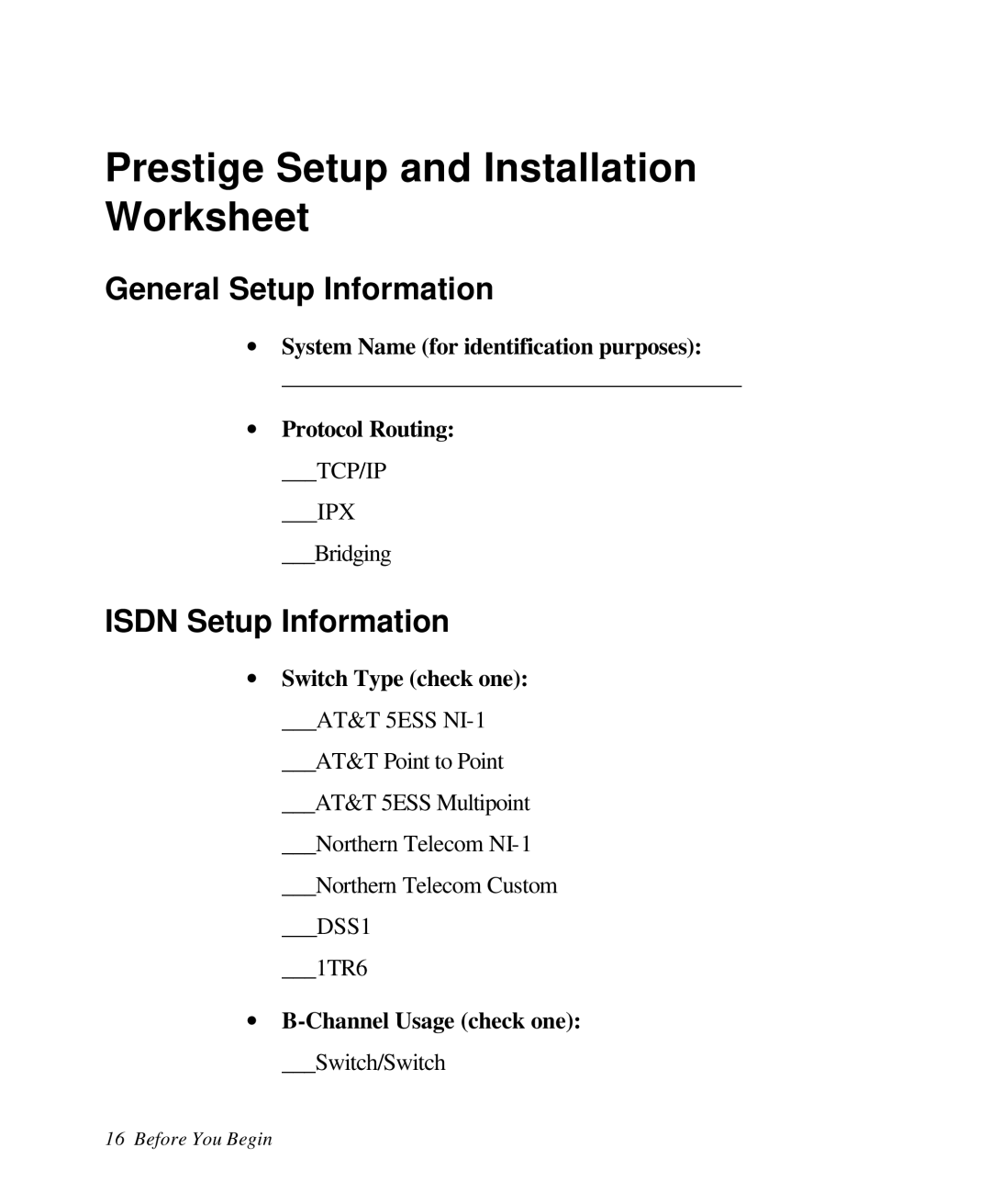 ZyXEL Communications 28641 user manual General Setup Information, Isdn Setup Information 