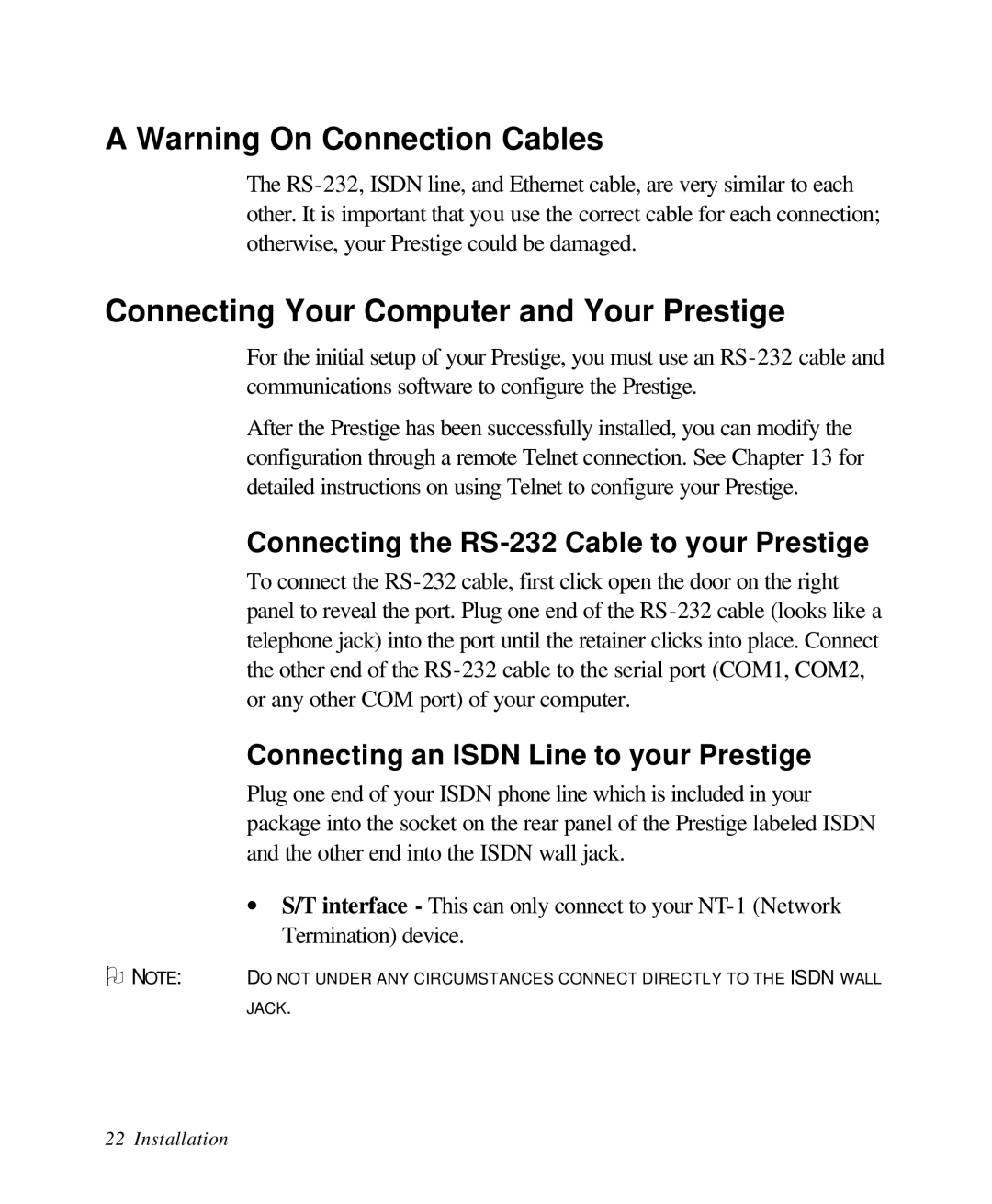 ZyXEL Communications 28641 Connecting Your Computer and Your Prestige, Connecting the RS-232 Cable to your Prestige 