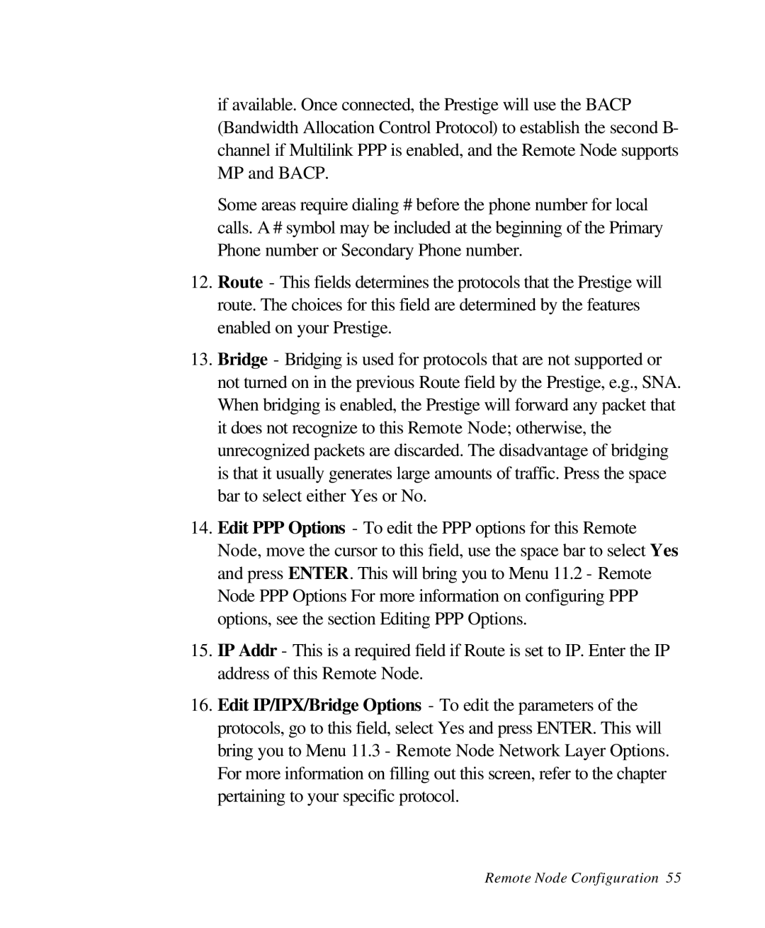 ZyXEL Communications 28641 user manual Remote Node Configuration 