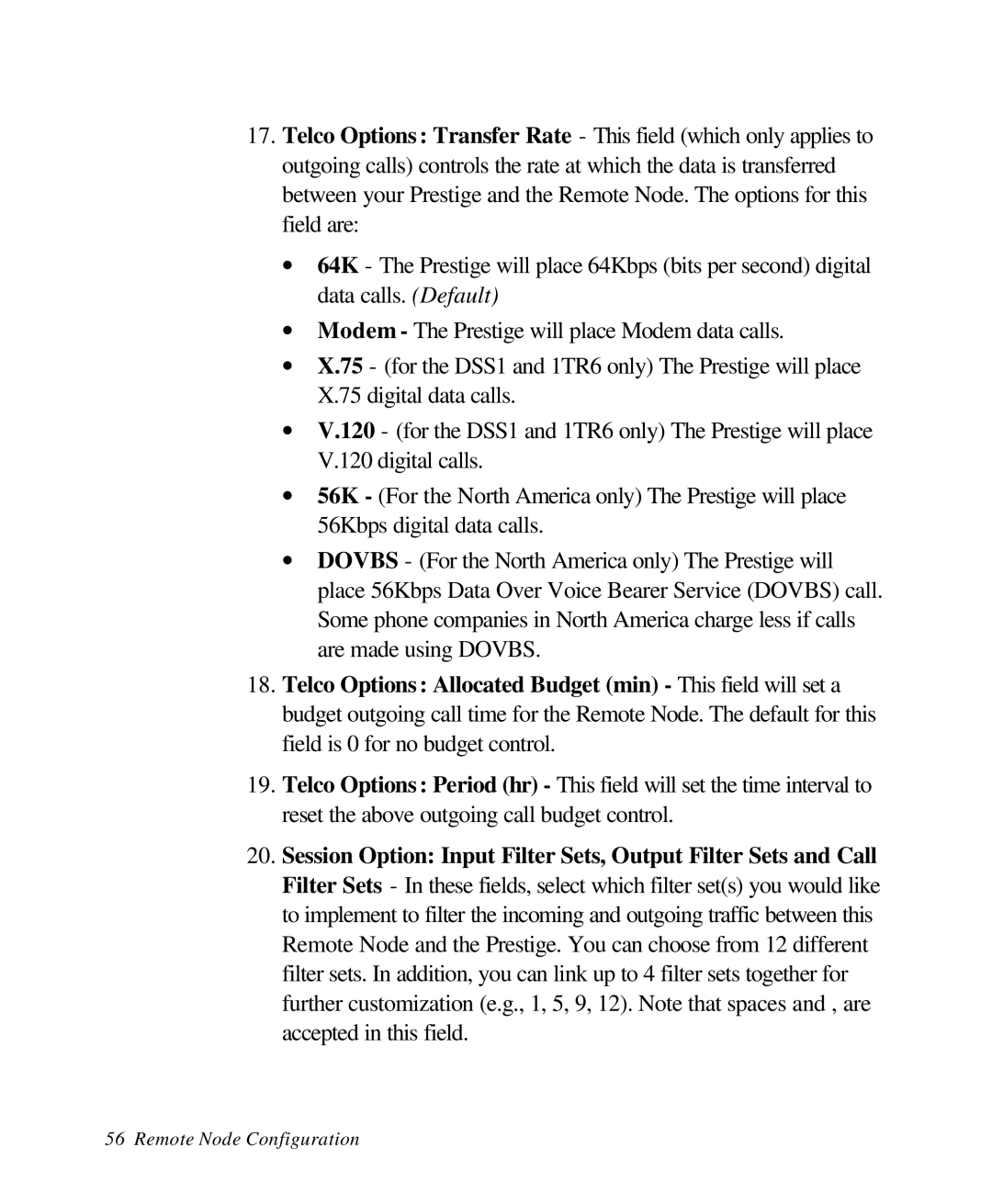 ZyXEL Communications 28641 user manual Remote Node Configuration 