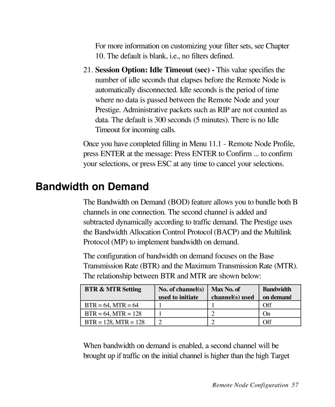 ZyXEL Communications 28641 user manual Bandwidth on Demand 