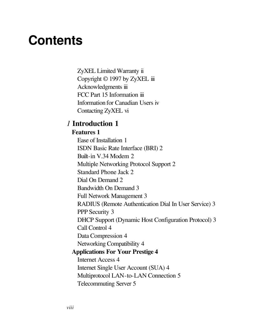 ZyXEL Communications 28641 user manual Contents 