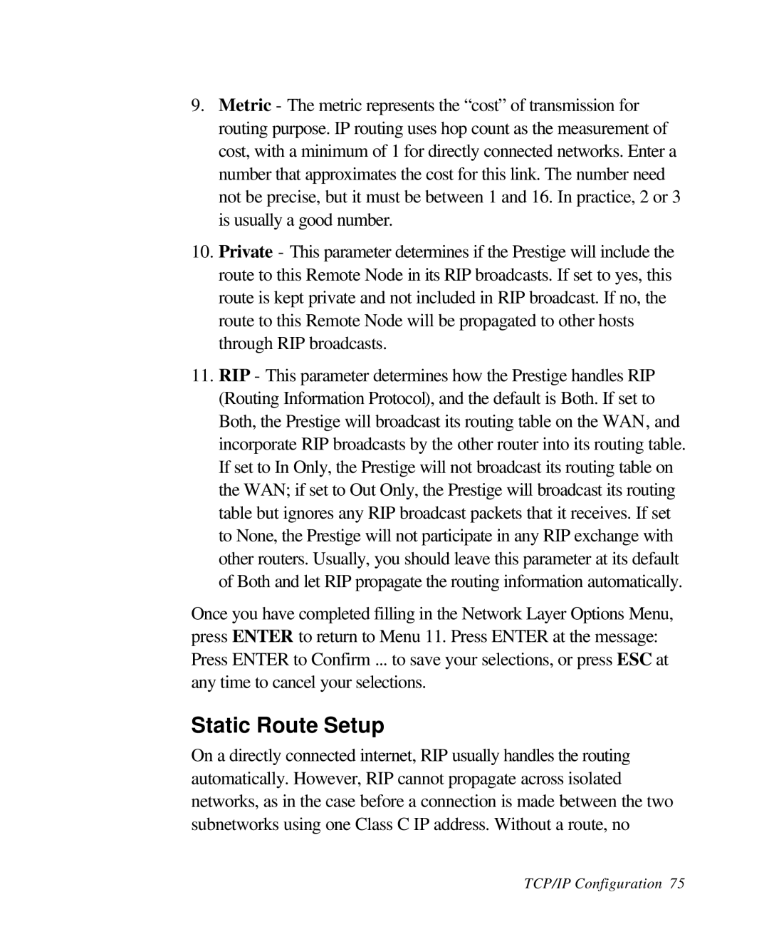 ZyXEL Communications 28641 user manual Static Route Setup 