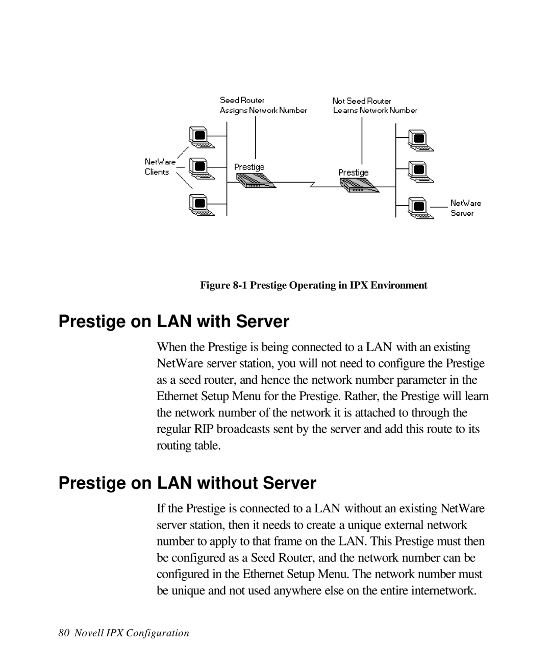 ZyXEL Communications 28641 user manual Prestige on LAN with Server, Prestige on LAN without Server 