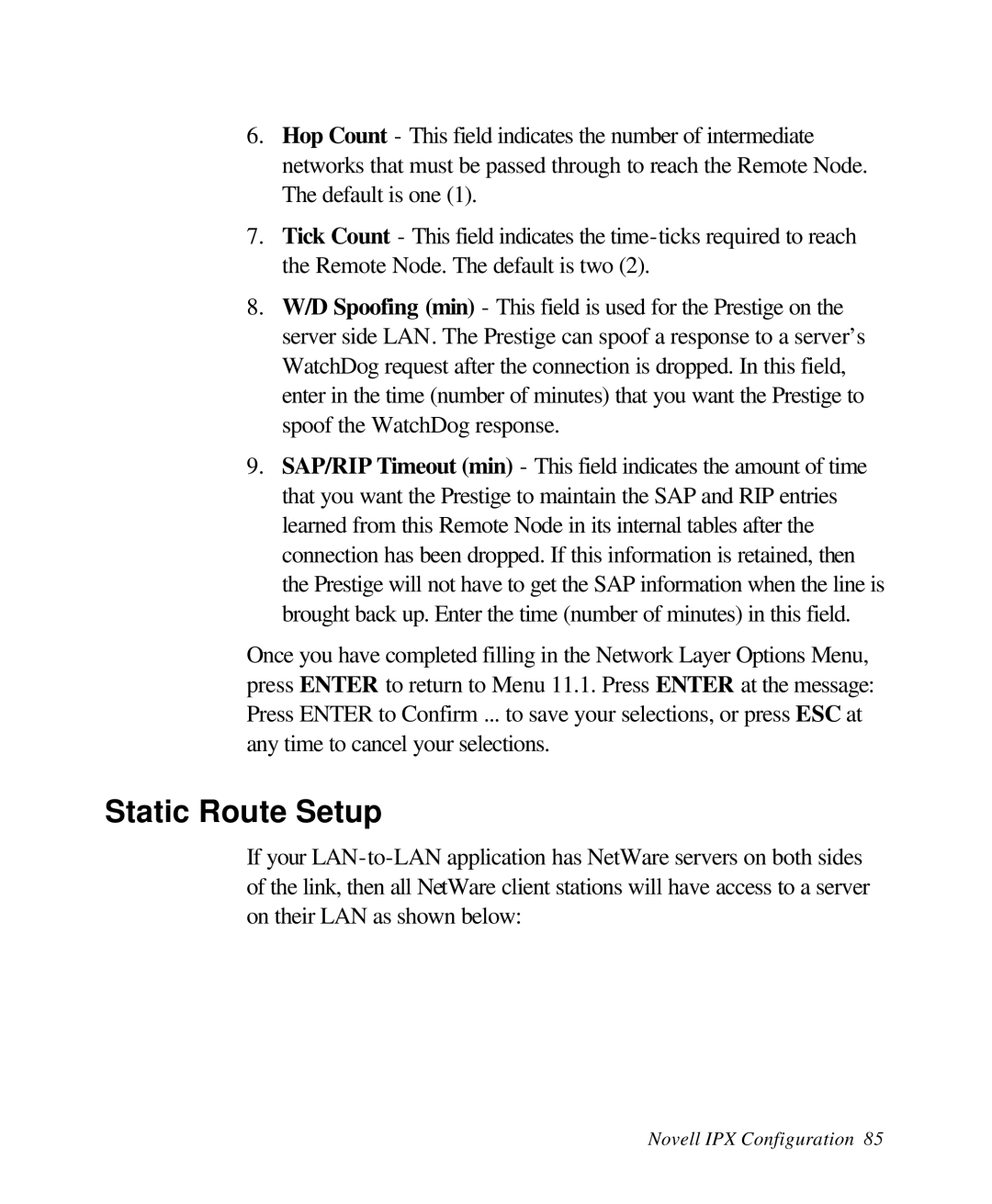 ZyXEL Communications 28641 user manual Static Route Setup 