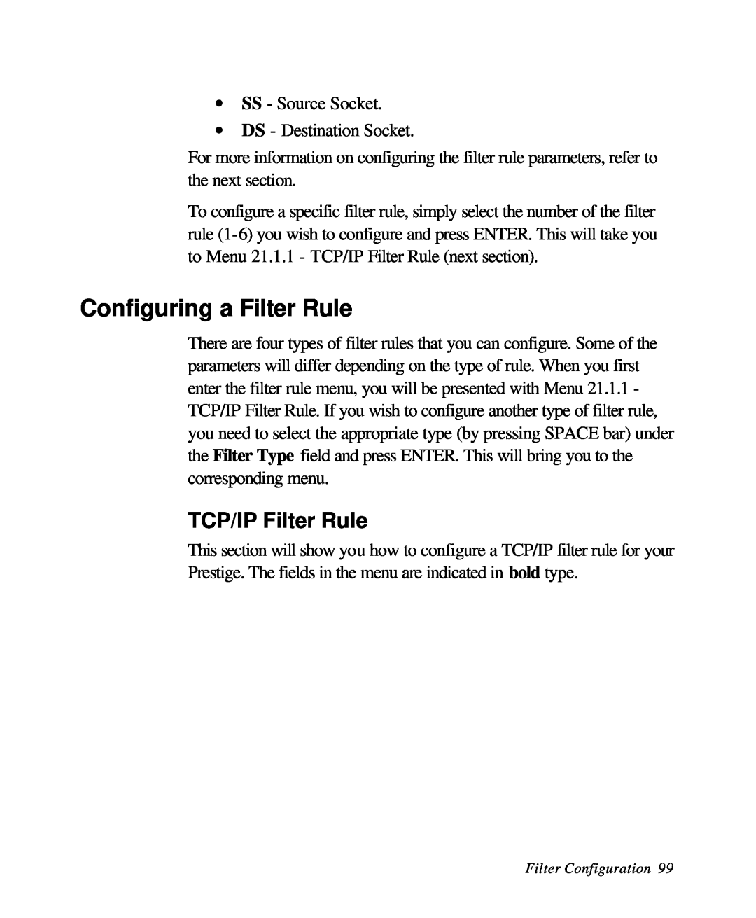 ZyXEL Communications 28641 user manual Configuring a Filter Rule, TCP/IP Filter Rule 