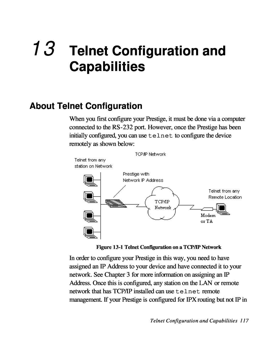 ZyXEL Communications 28641 user manual Telnet Configuration and Capabilities, About Telnet Configuration 