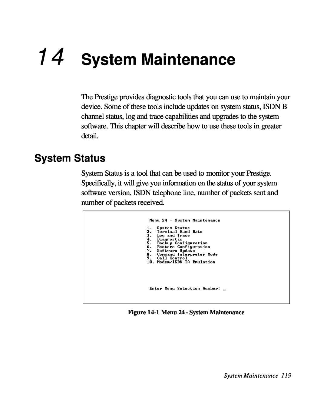 ZyXEL Communications 28641 user manual System Maintenance, System Status 