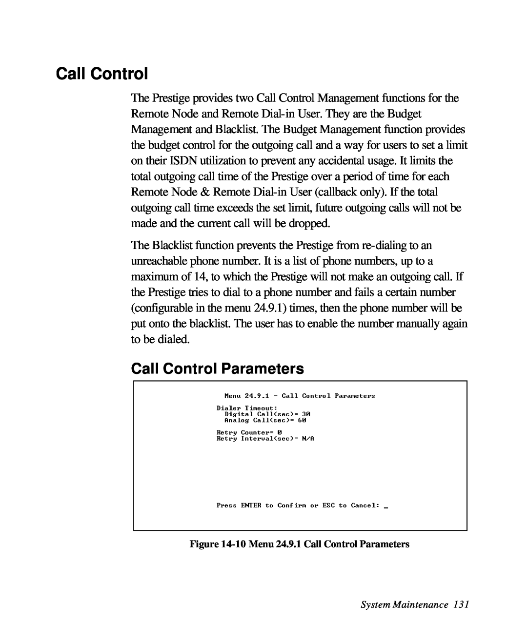 ZyXEL Communications 28641 user manual Call Control Parameters 