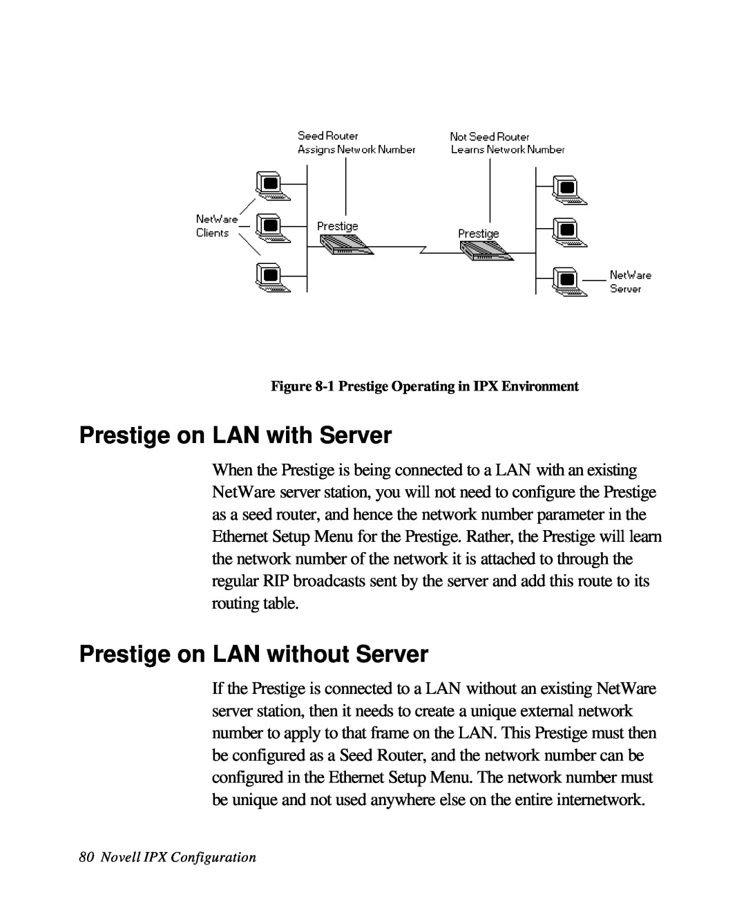 ZyXEL Communications 28641 user manual Prestige on LAN with Server, Prestige on LAN without Server 
