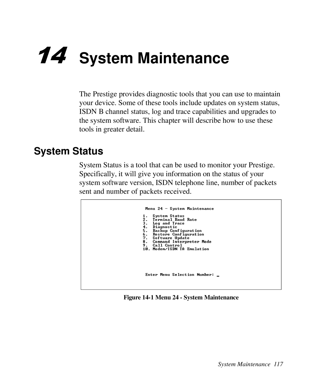 ZyXEL Communications 2864I user manual System Maintenance, System Status 