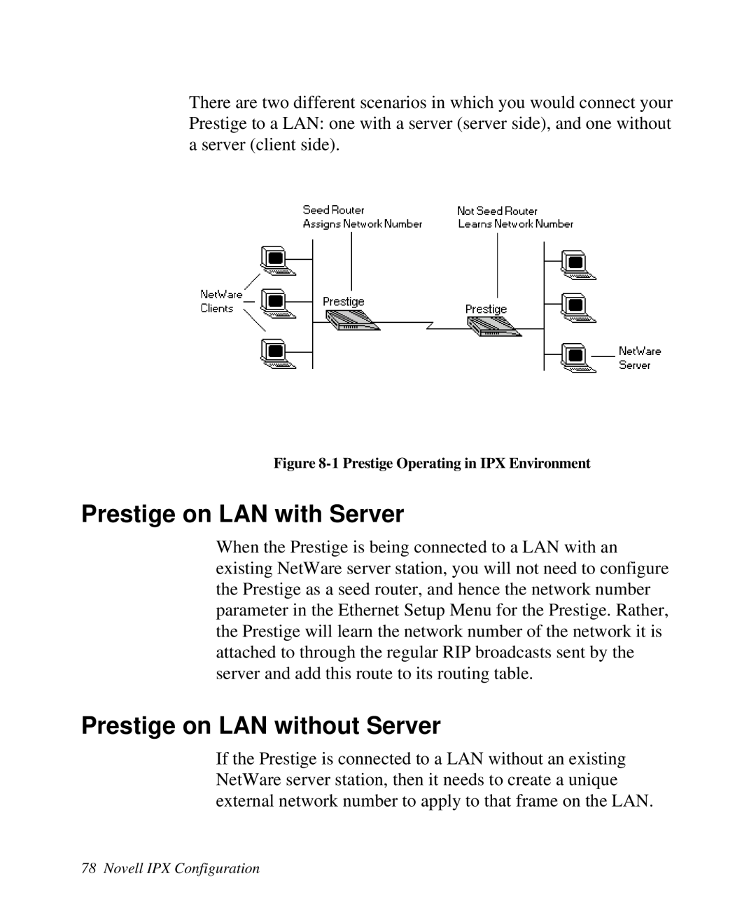 ZyXEL Communications 2864I user manual Prestige on LAN with Server, Prestige on LAN without Server 