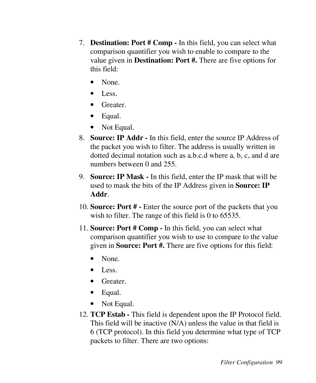 ZyXEL Communications 2864I user manual Filter Configuration 