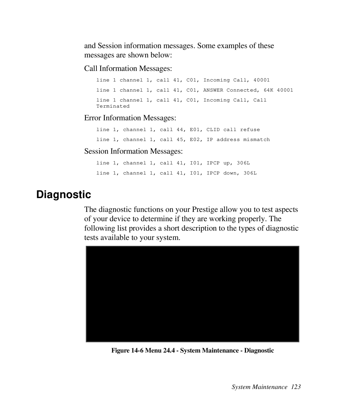 ZyXEL Communications 2864I user manual Diagnostic, Error Information Messages 