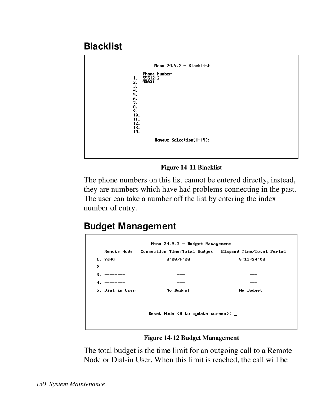 ZyXEL Communications 2864I user manual Blacklist, Budget Management 