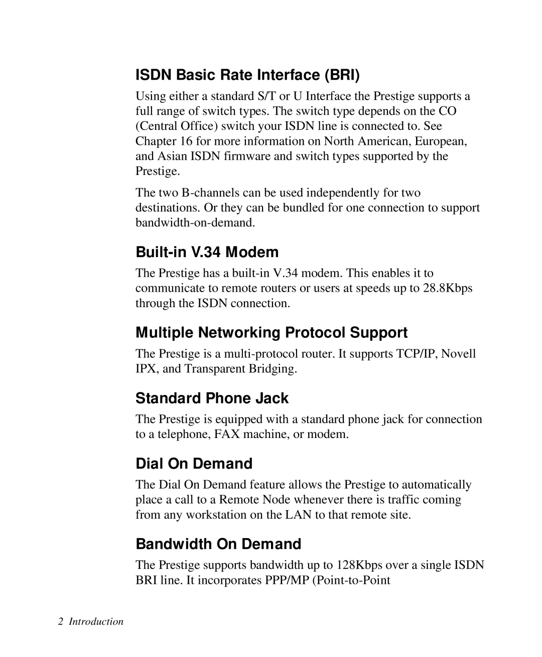 ZyXEL Communications 2864I Isdn Basic Rate Interface BRI, Built-in V.34 Modem, Multiple Networking Protocol Support 