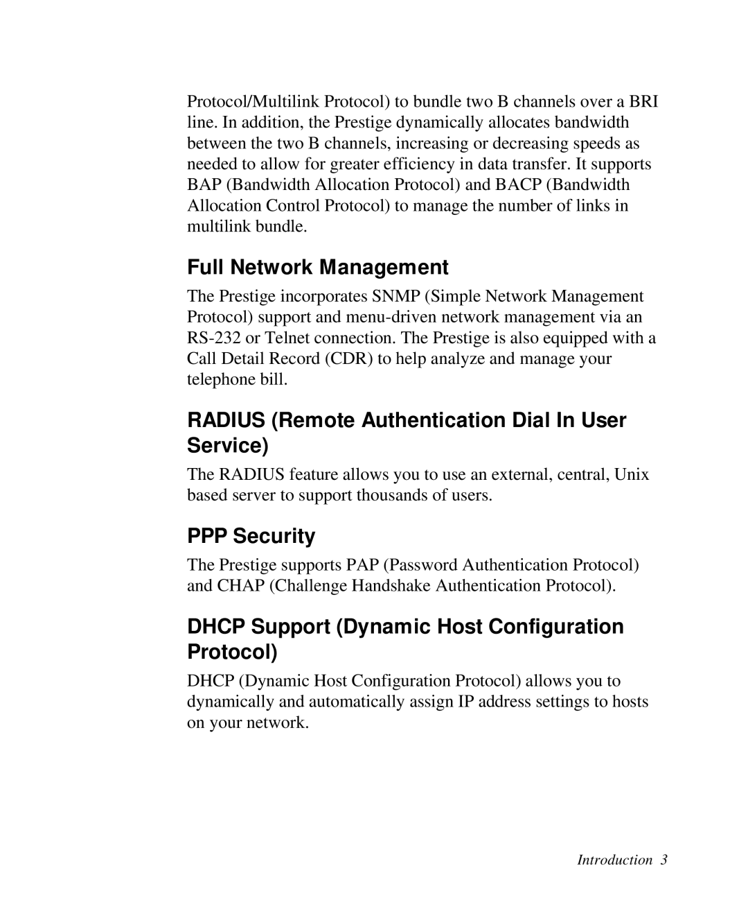 ZyXEL Communications 2864I Full Network Management, Radius Remote Authentication Dial In User Service, PPP Security 