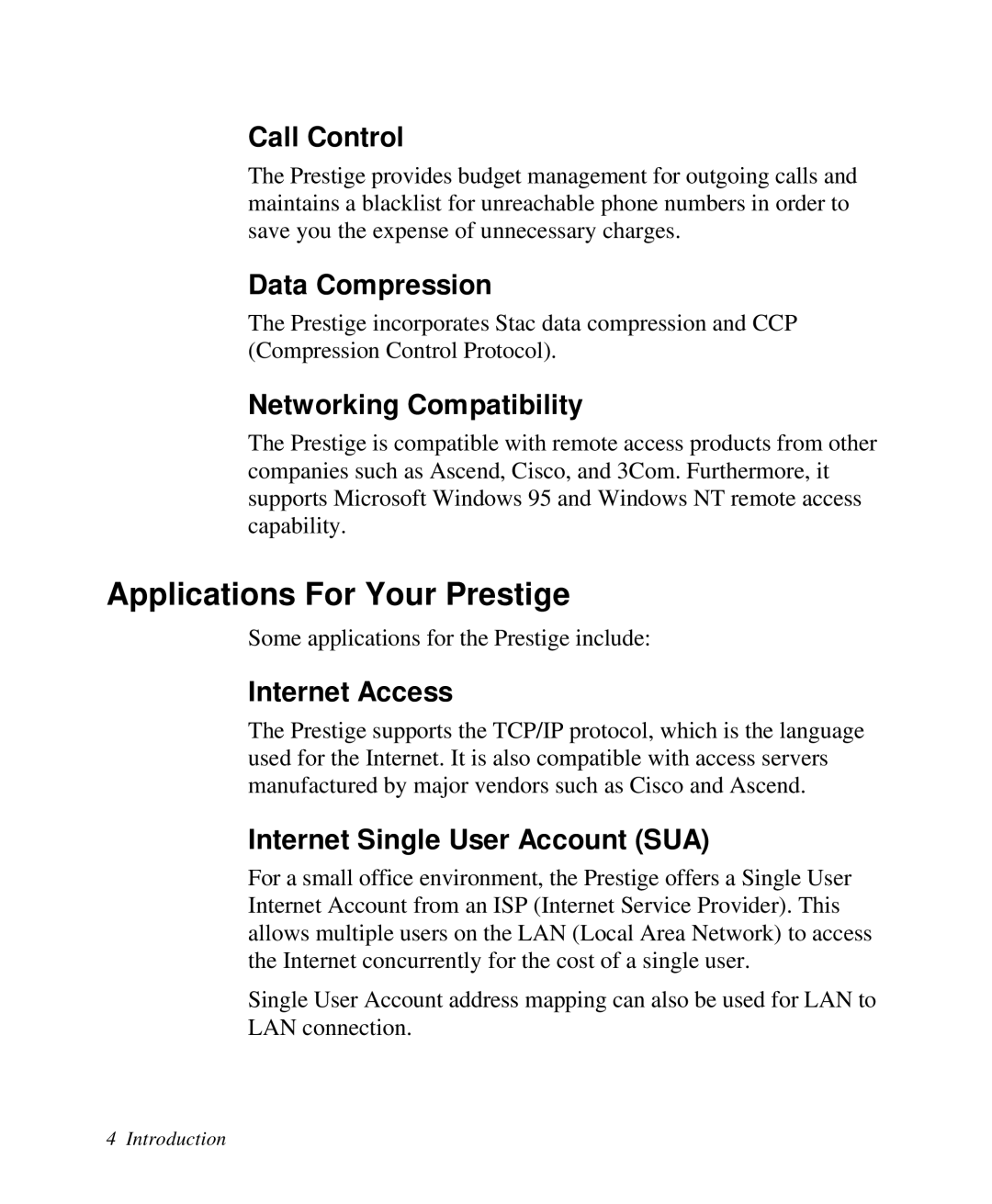 ZyXEL Communications 2864I user manual Applications For Your Prestige 