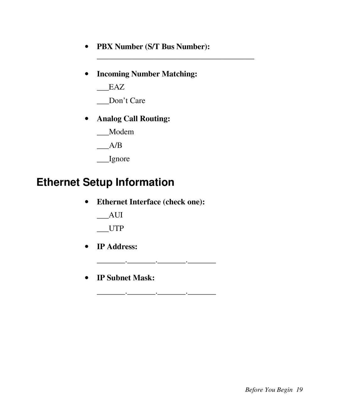 ZyXEL Communications 2864I user manual Ethernet Setup Information 