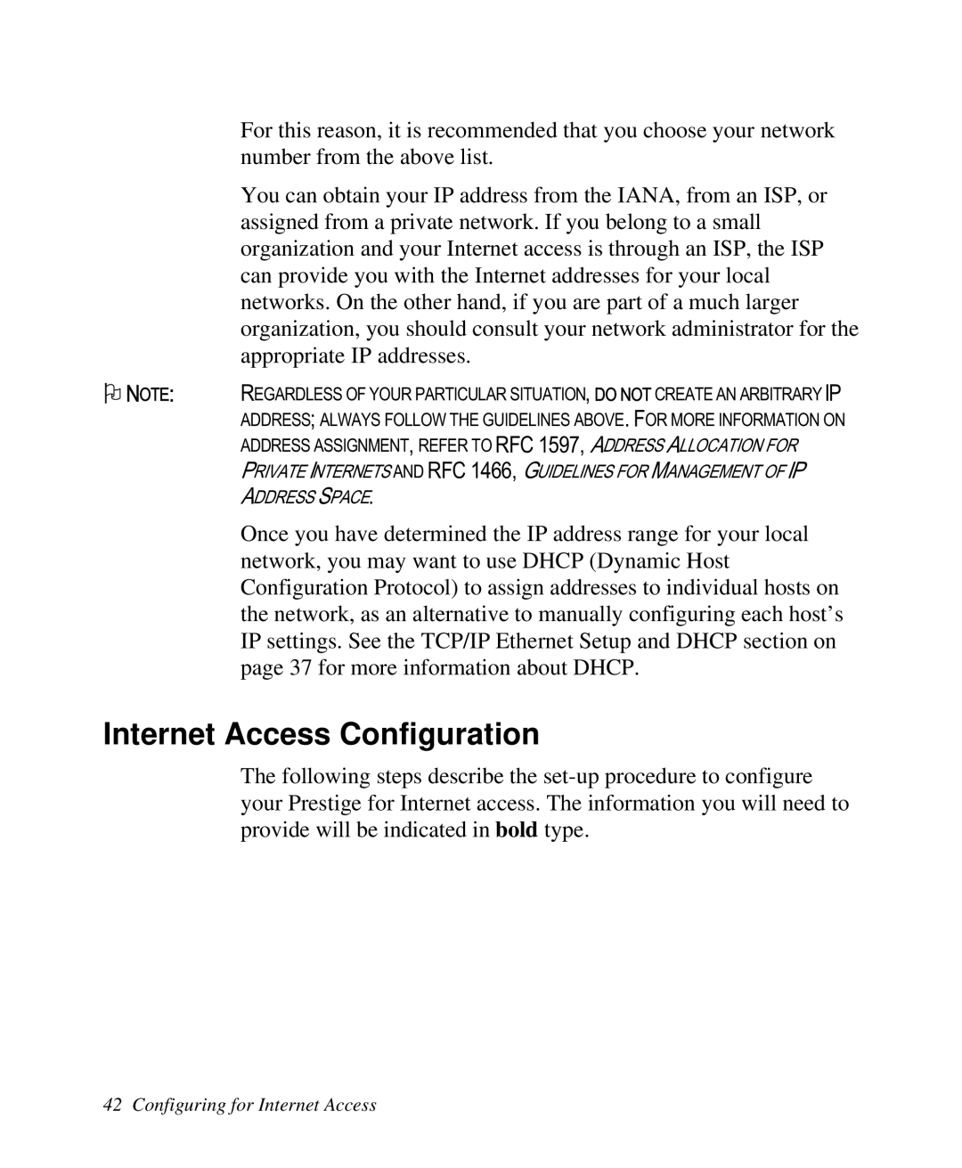 ZyXEL Communications 2864I user manual Internet Access Configuration 