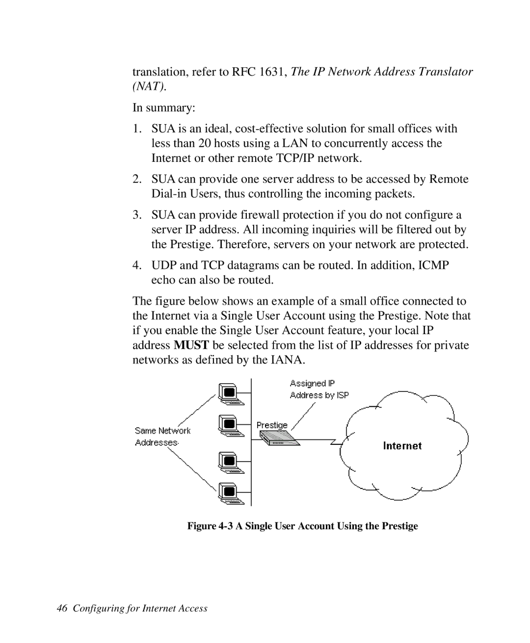 ZyXEL Communications 2864I user manual A Single User Account Using the Prestige 