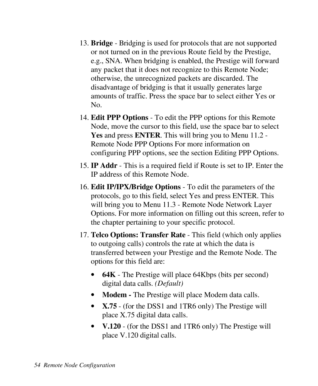 ZyXEL Communications 2864I user manual Remote Node Configuration 