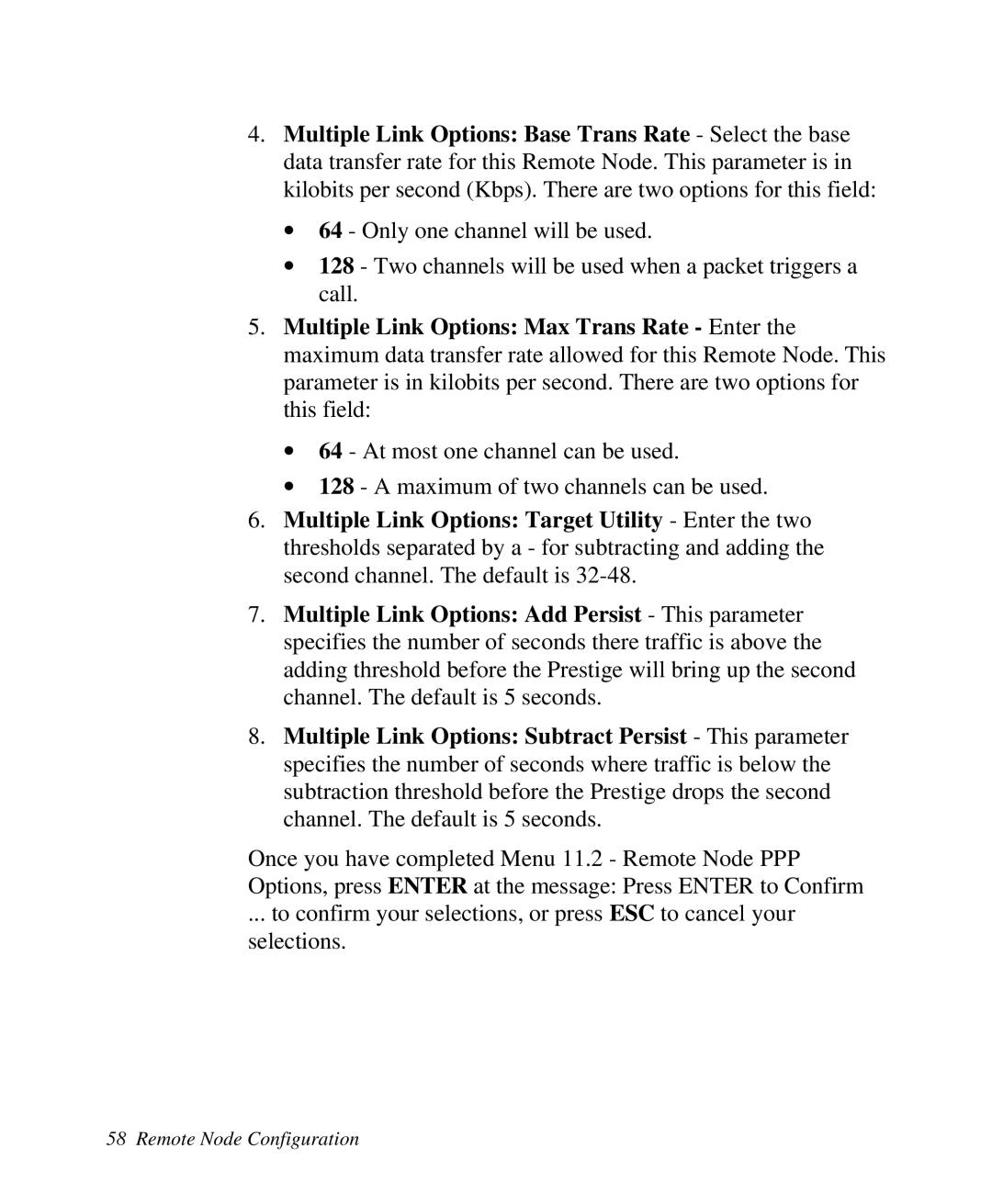 ZyXEL Communications 2864I user manual Remote Node Configuration 