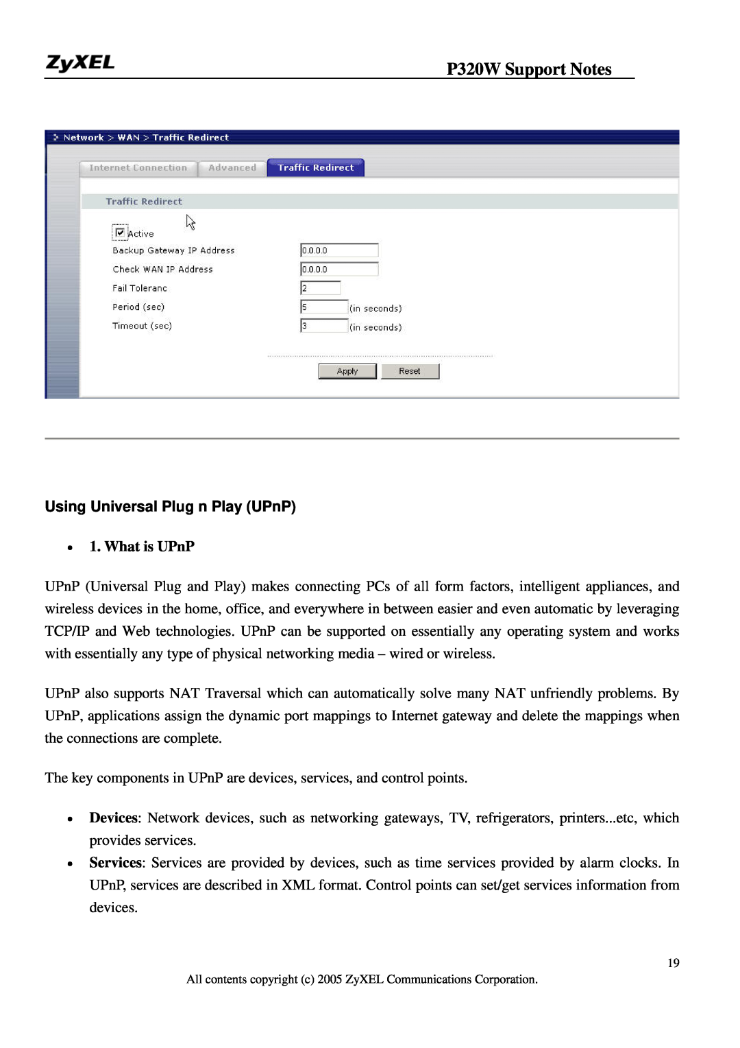 ZyXEL Communications manual Using Universal Plug n Play UPnP, What is UPnP, P320W Support Notes 