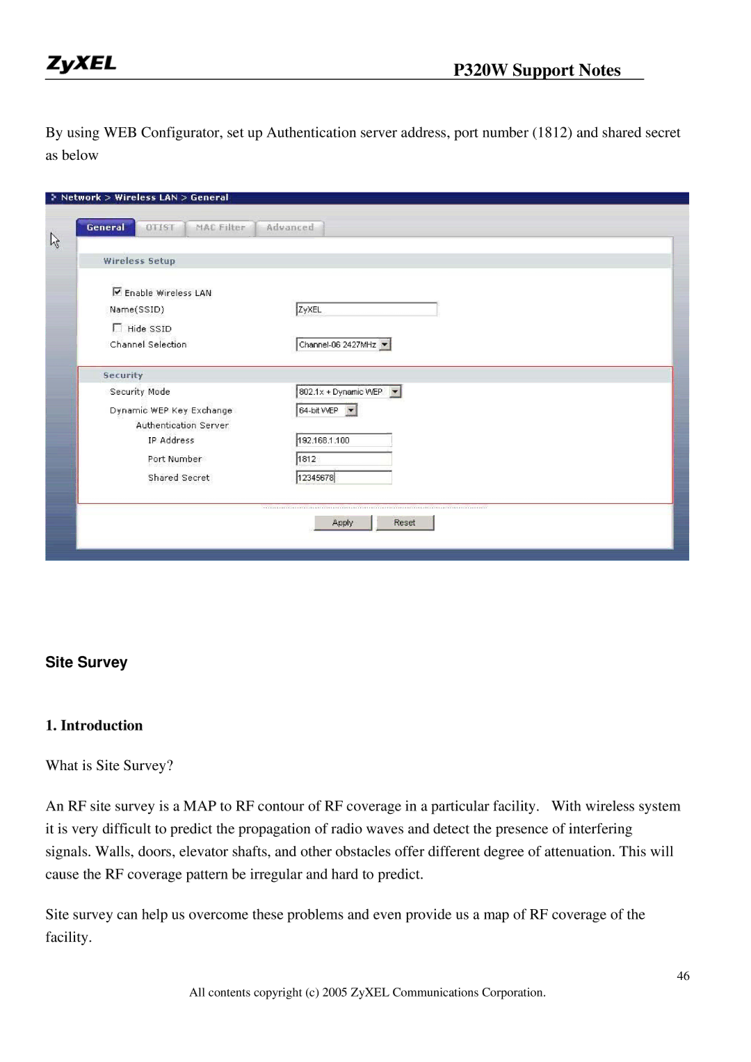 ZyXEL Communications 320W manual Site Survey, Introduction 