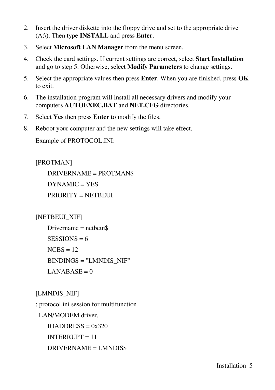 ZyXEL Communications 3356P-LAN user manual Bindings = Lmndisnif Lanabase = 