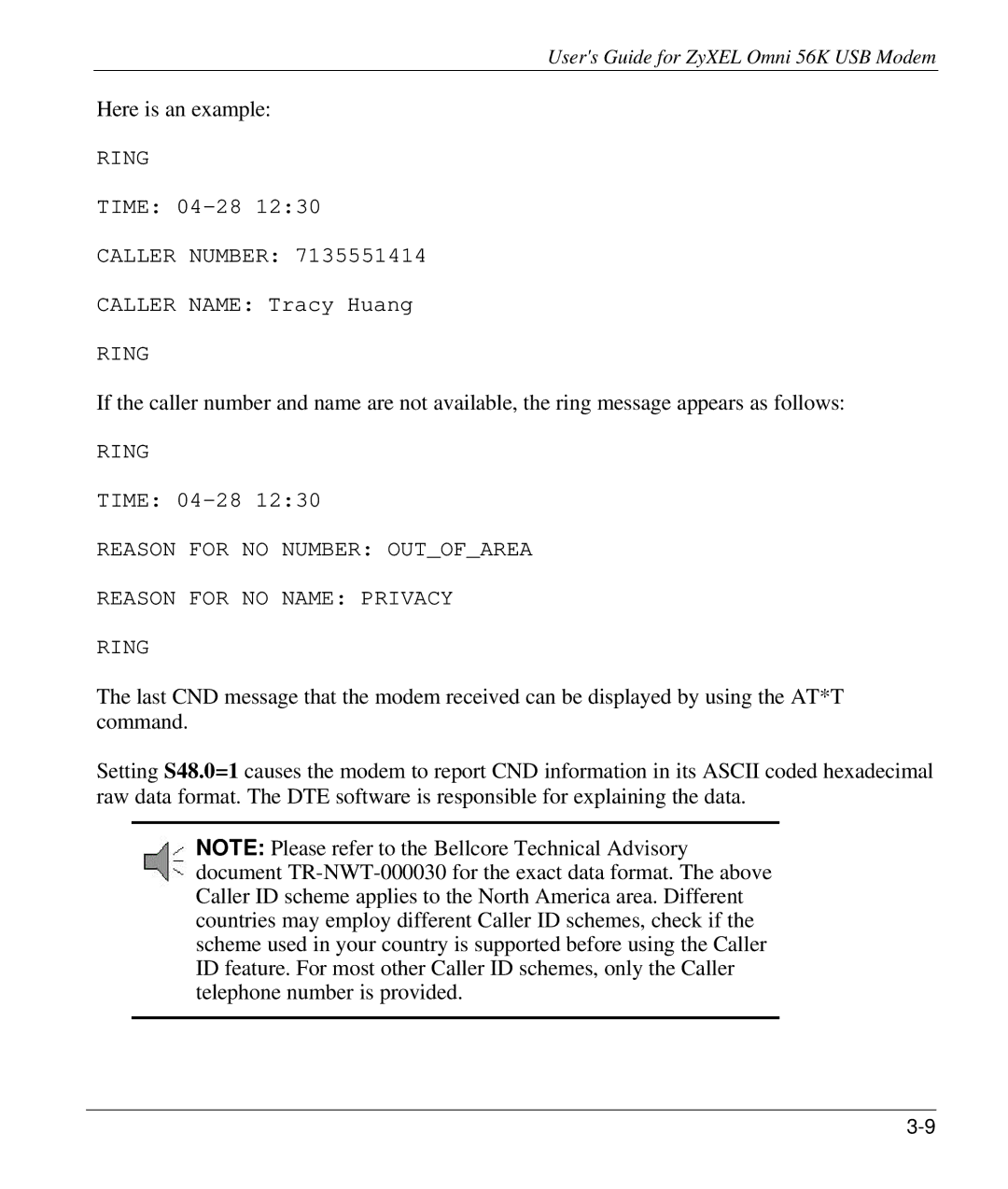 ZyXEL Communications 56K manual Here is an example 